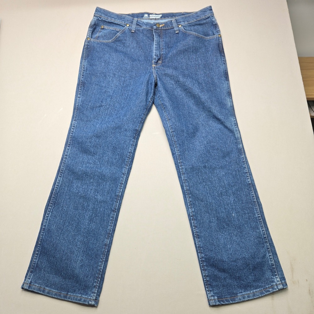 Wrangler Jeans Advanced Comfort Slim Fit Stretch Medium Wash Blue Mens 38x30